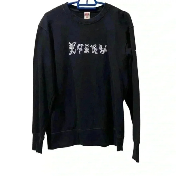 Uniqlo Disney‎ Mickey Pullover Crewneck Minimalist Streetwear Sweatshirt Black M - Picture 1 of 6